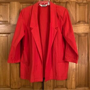 EUC Stefano International Vintage 80s Blazer Jacket Open Red Size M Medium